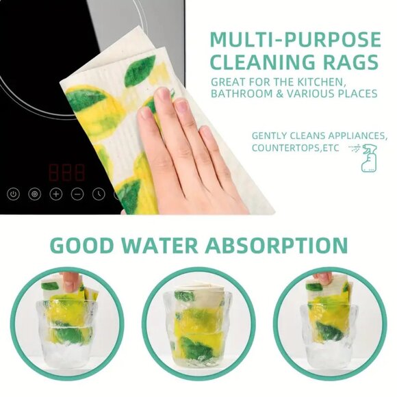 NEW Set of 12 Swedish Dishcloths - Lemon & Lemonade Kitchen Towels, Reusable - Picture 7 of 9